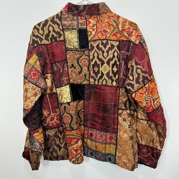 Chico's Vintage Patchwork Orange Red Cottagecore Ecclectic Art to Wear Size Med - Picture 2 of 9